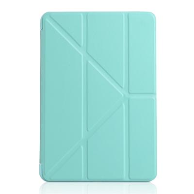 Gierst textuur PU + silica gel volledige dekking lederen draagtas voor iPad mini 2019 met multi-vouwen houder (groen)