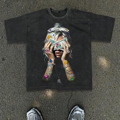 Bon&Bon Men's Graphic Printed Cotton T-Shirt - Loose Fit Blue Black / S