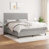 Boxspring met matras stof lichtgrijs 180x200 cm
