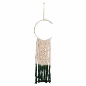 Macramé Halve Maan en Houten Kralen Wit/ Groen - 40 cm