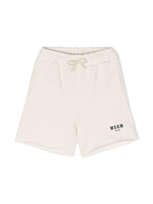MSGM Kids short de sport en coton à logo imprimé - Blanc