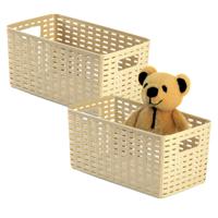 Opbergmand - 4x - Kastmand - rotan kunststof - beige - 5 Liter - 15 x 28 x 13 cm