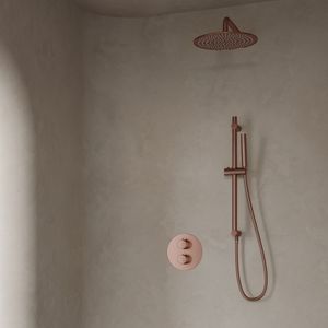 Saniclear Copper inbouw regendouche rond met 20cm hoofddouche, muurarm en glijstang geborsteld koper