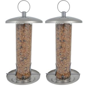 2x stuks vogel voedersilo RVS 27 cm