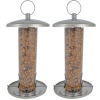 2x stuks vogel voedersilo RVS 27 cm