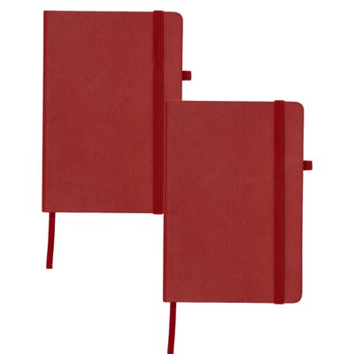 Notitieboekje / opschrijfboekje A5 - 2x - rood - 15 x 21 cm - harde kaft