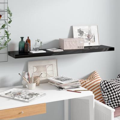 Wandschap zwevend 120x23,5x3,8 cm MDF hoogglans zwart