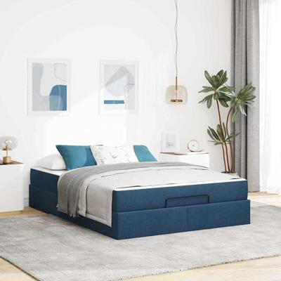 Bedframe met opslag Blauw 160 x 200 cm Stof