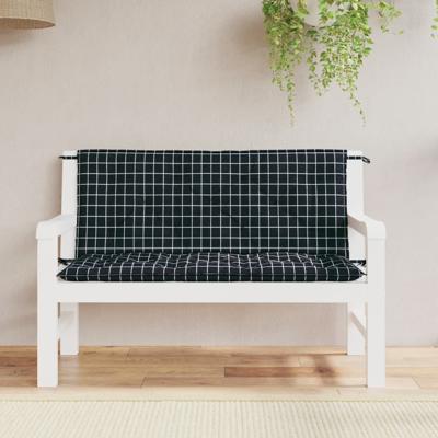 VidaXL Tuinbankkussens 2 st ruitpatroon 120x50x7 cm stof zwart