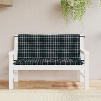 VidaXL Tuinbankkussens 2 st ruitpatroon 120x50x7 cm stof zwart