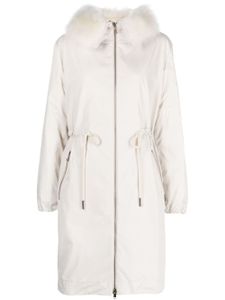 Moncler hooded zip-up midi coat - Tons neutres