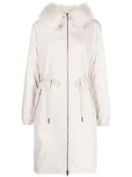 Moncler hooded zip-up midi coat - Tons neutres - thumbnail