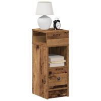 Nachtkastje met lade 25x31x66 cm oud houtkleurig