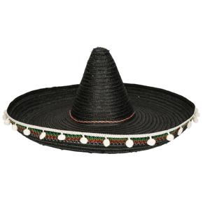 Mexicaanse sombrero - zwart -60 cm - voor volwassenen - verkleed hoeden