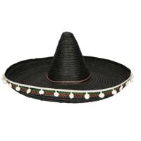 Mexicaanse sombrero - zwart -60 cm - voor volwassenen - verkleed hoeden