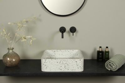 Terrazzo Waskom Wit Vierkant 39x12 cm | TRZ-502lt