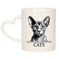 Cadeau mok voor katten liefhebbers - Sphynx - hartjes oor - keramiek - 300 ml