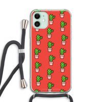 Mini cactus: iPhone 11 Transparant Hoesje met koord