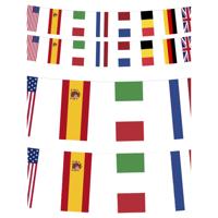 Funny Fashion Internationale landen vlaggenlijn - 2x - 15 meter - vlaggetjes - papier - versiering