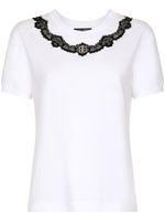 Dolce & Gabbana t-shirt DG à empiècements en dentelle - Blanc