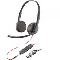 HP Poly Blackwire C3225 Over Ear headset Computer Kabel Stereo Zwart Headset, Volumeregeling, Microfoon uitschakelbaar (mute)