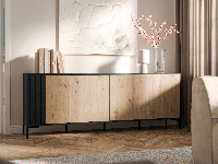 Dressoir MARIS 4 deuren mat zwart/artisan eik