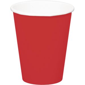 32x stuks drinkbekers van papier rood 350 ml