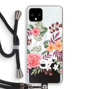 Hello in flowers: Pixel 4 Transparant Hoesje met koord