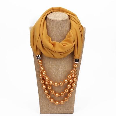 2 stks nationale stijl sjaal met imitatie parel ketting (abrikoos)