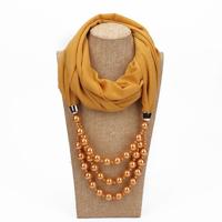 2 stks nationale stijl sjaal met imitatie parel ketting (abrikoos) 2 stks nationale stijl sjaal met imitatie parel ketting (abrikoos)