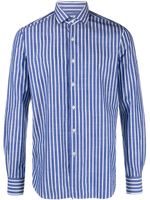 Xacus striped long-sleeve cotton shirt - BLUE - thumbnail