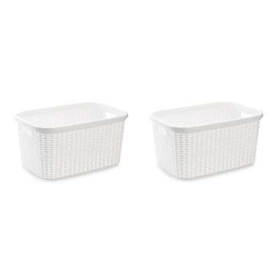 Plasticforte Wasmand - 3x stuks - 35 liter - rotan - wit - kunststof - 53 x 36 x 26 cm