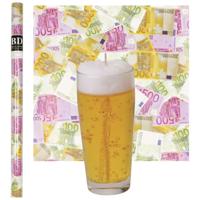 Bier Fluitje Kaars - H13 cm met Euro Geld Cadeaupapier - vaderdag - opa - oom Bier Fluitje Kaars - H13 cm met Euro Geld Cadeaupapier - vaderdag - opa - oom