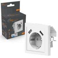 ProCharge Wandcontactdoos met 2 USB snelladers - Universeel - Wit - RAL9010 ProCharge Wandcontactdoos met 2 USB snelladers - Universeel - Wit - RAL9010