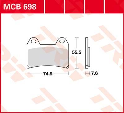 TRW Remblokken, en remschoenen voor de moto, MCB698 Allround organisch