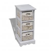 Opbergkast met 3 weefmanden hout wit