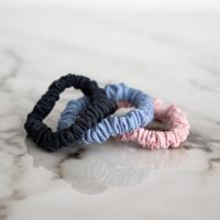 Bamboe Scrunchies Grijs, Blauw En Roze (3 Stuks) Klein