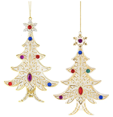 6.1 Inch Wht Go Xms Tree Ornament met Jewel 2A kerstbal - Kurt s adler