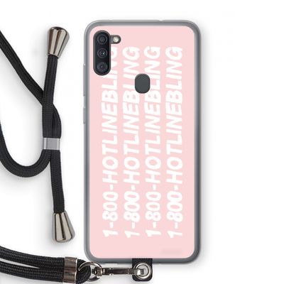 Hotline bling pink: Samsung Galaxy A11 Transparant Hoesje met koord