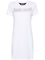 Just Cavalli robe à logo strassé - Blanc