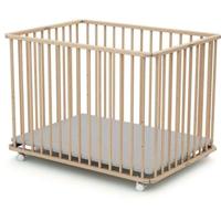 Box pieghevole rettangolare - WEBABY - CALI - 70 x 100 cm - Fino a 24 mesi - Faggio grezzo