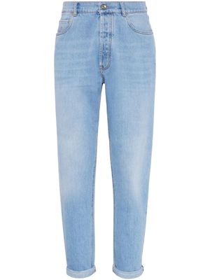 Brunello Cucinelli jean à coupe cigarette - Bleu