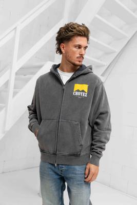 Croyez Fumes Zip Hoodie Heren Donkergrijs - Maat L - Kleur: DonkergrijsGeel | Soccerfanshop