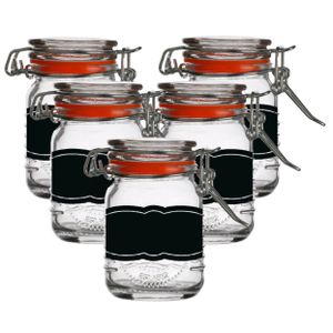 Weckpotje/inmaakpotje - 10x - 70 ml - glas - met beugelsluiting - incl. etiketten