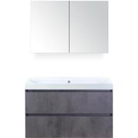 Maxx XL Badmeubelset 100 cm - Beton Antraciet - Wastafel Just Zonder Kraangat met Spiegelkast