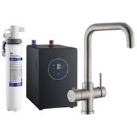Multi-Tap 3-in-1 Kokend Water Kraan geborsteld RVS - Haaks