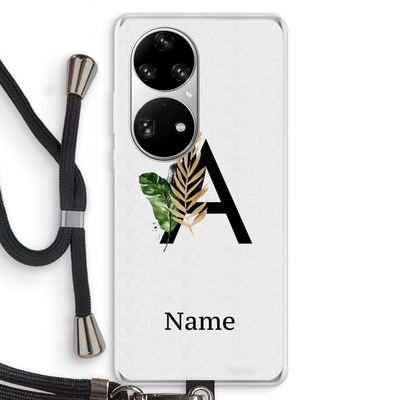 Charcoal Flora: Huawei P50 Pro Transparant Hoesje met koord