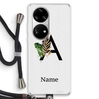 Charcoal Flora: Huawei P50 Pro Transparant Hoesje met koord
