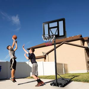 Basketbalmand voor Buitenmet Verstelbare Hoogte 130-305 cm Vrijstaande Basketbalstandaard met HDPE-Paneel en Net Volwassenen/Kinderen