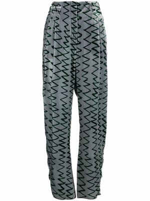 Emporio Armani pantalon à motif zig-zag brodé - Gris